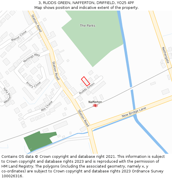 3, RUDDS GREEN, NAFFERTON, DRIFFIELD, YO25 4PF: Location map and indicative extent of plot