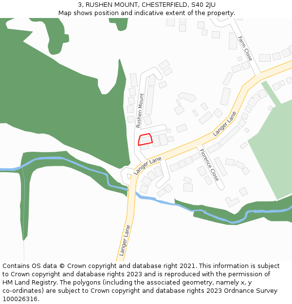 3, RUSHEN MOUNT, CHESTERFIELD, S40 2JU: Location map and indicative extent of plot