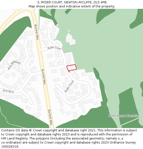 3, RYDER COURT, NEWTON AYCLIFFE, DL5 4PB: Location map and indicative extent of plot