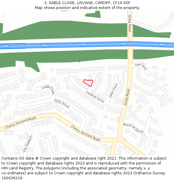 3, SABLE CLOSE, LISVANE, CARDIFF, CF14 0GF: Location map and indicative extent of plot