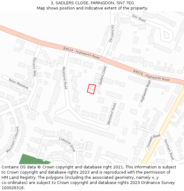 3, SADLERS CLOSE, FARINGDON, SN7 7EG: Location map and indicative extent of plot