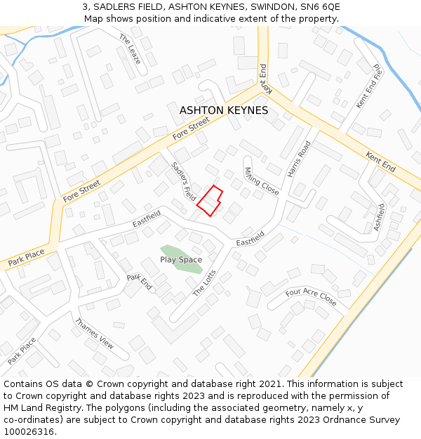 3, SADLERS FIELD, ASHTON KEYNES, SWINDON, SN6 6QE: Location map and indicative extent of plot