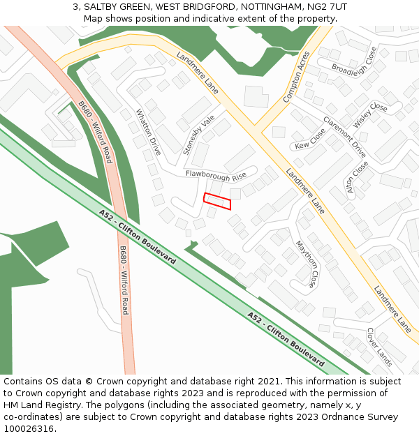 3, SALTBY GREEN, WEST BRIDGFORD, NOTTINGHAM, NG2 7UT: Location map and indicative extent of plot