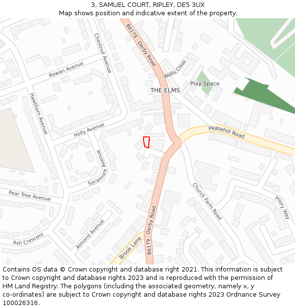 3, SAMUEL COURT, RIPLEY, DE5 3UX: Location map and indicative extent of plot
