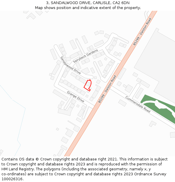 3, SANDALWOOD DRIVE, CARLISLE, CA2 6DN: Location map and indicative extent of plot