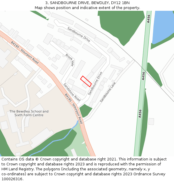 3, SANDBOURNE DRIVE, BEWDLEY, DY12 1BN: Location map and indicative extent of plot