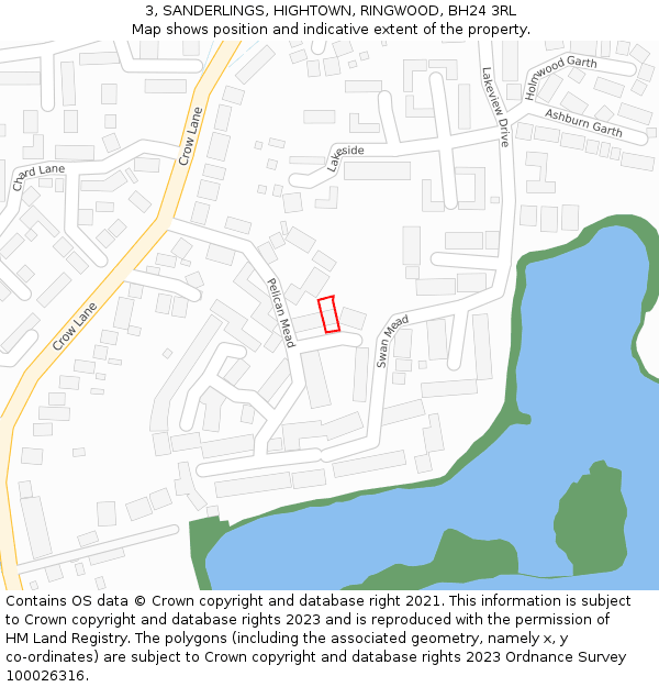 3, SANDERLINGS, HIGHTOWN, RINGWOOD, BH24 3RL: Location map and indicative extent of plot