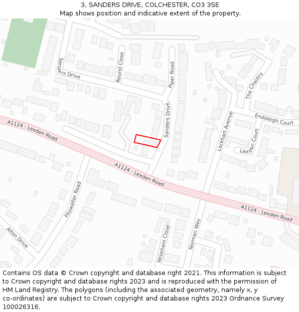 3, SANDERS DRIVE, COLCHESTER, CO3 3SE: Location map and indicative extent of plot