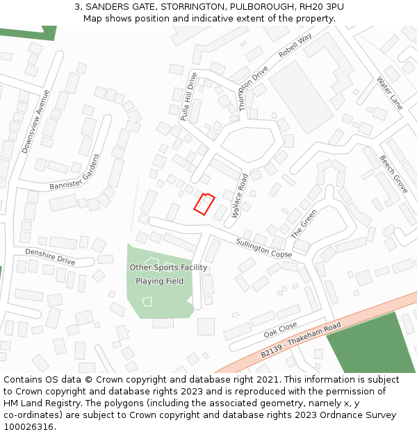 3, SANDERS GATE, STORRINGTON, PULBOROUGH, RH20 3PU: Location map and indicative extent of plot