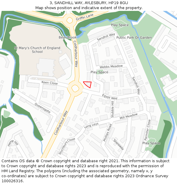 3, SANDHILL WAY, AYLESBURY, HP19 8GU: Location map and indicative extent of plot