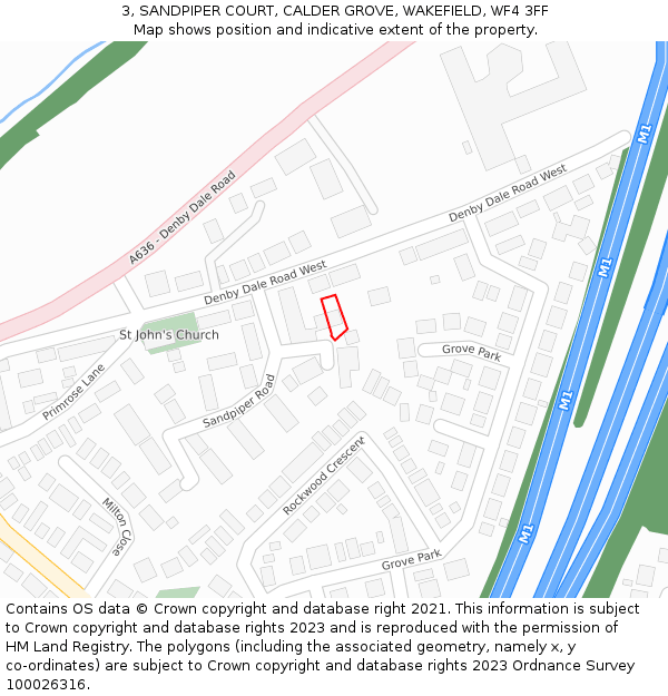 3, SANDPIPER COURT, CALDER GROVE, WAKEFIELD, WF4 3FF: Location map and indicative extent of plot