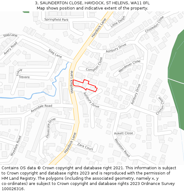 3, SAUNDERTON CLOSE, HAYDOCK, ST HELENS, WA11 0FL: Location map and indicative extent of plot