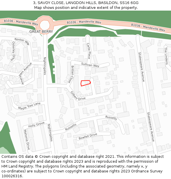 3, SAVOY CLOSE, LANGDON HILLS, BASILDON, SS16 6GG: Location map and indicative extent of plot