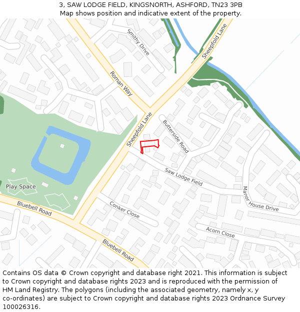 3, SAW LODGE FIELD, KINGSNORTH, ASHFORD, TN23 3PB: Location map and indicative extent of plot