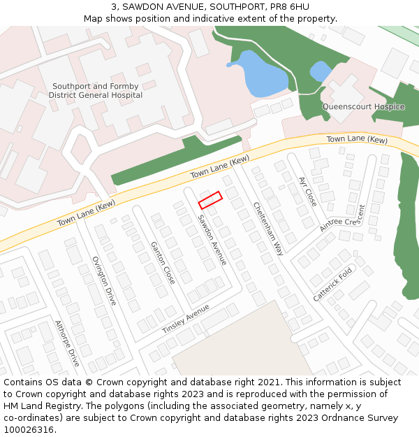 3, SAWDON AVENUE, SOUTHPORT, PR8 6HU: Location map and indicative extent of plot