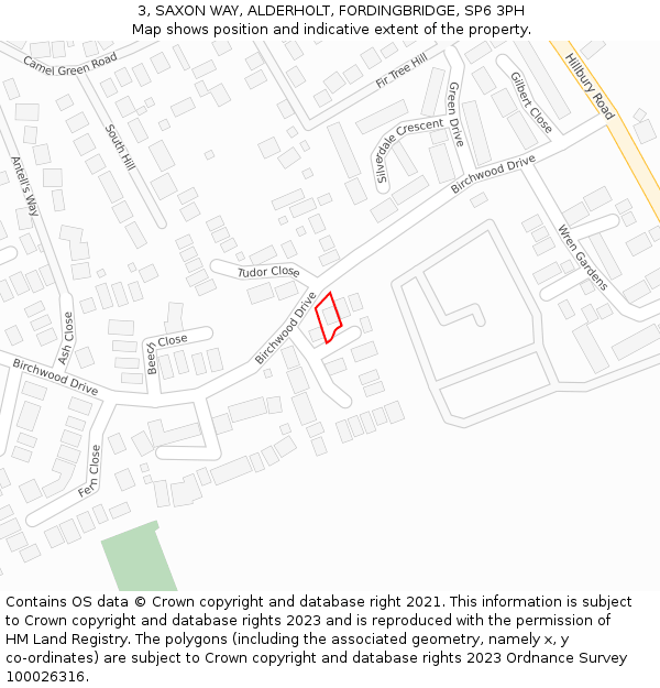 3, SAXON WAY, ALDERHOLT, FORDINGBRIDGE, SP6 3PH: Location map and indicative extent of plot