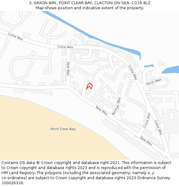 3, SAXON WAY, POINT CLEAR BAY, CLACTON-ON-SEA, CO16 8LZ: Location map and indicative extent of plot