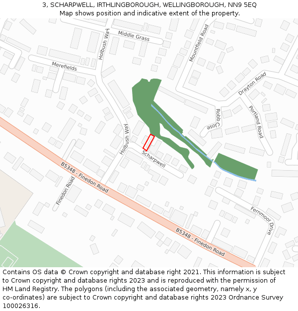 3, SCHARPWELL, IRTHLINGBOROUGH, WELLINGBOROUGH, NN9 5EQ: Location map and indicative extent of plot