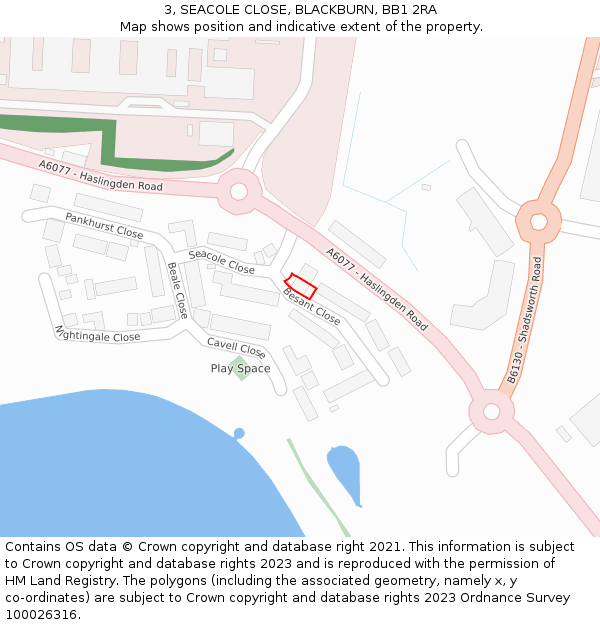 3, SEACOLE CLOSE, BLACKBURN, BB1 2RA: Location map and indicative extent of plot