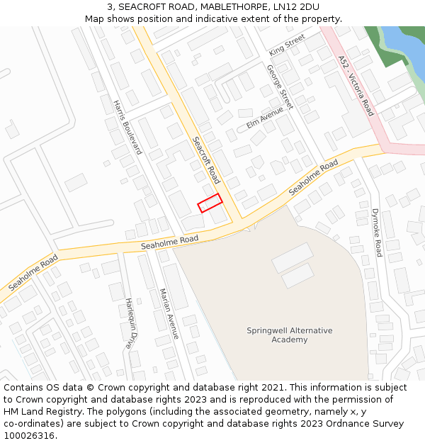 3, SEACROFT ROAD, MABLETHORPE, LN12 2DU: Location map and indicative extent of plot