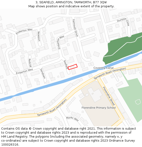 3, SEAFIELD, AMINGTON, TAMWORTH, B77 3QW: Location map and indicative extent of plot