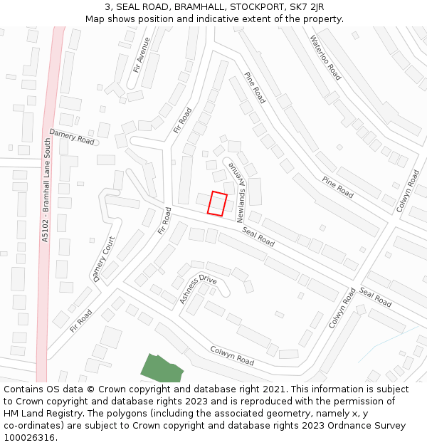 3, SEAL ROAD, BRAMHALL, STOCKPORT, SK7 2JR: Location map and indicative extent of plot