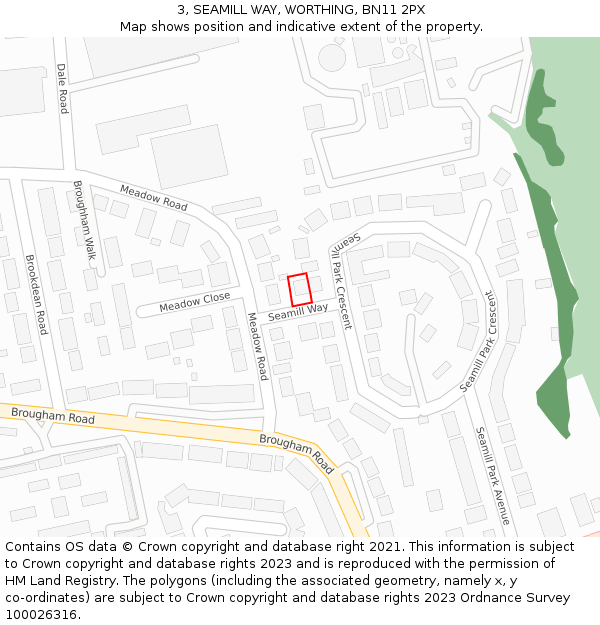 3, SEAMILL WAY, WORTHING, BN11 2PX: Location map and indicative extent of plot