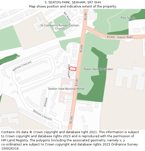 3, SEATON PARK, SEAHAM, SR7 0HH: Location map and indicative extent of plot