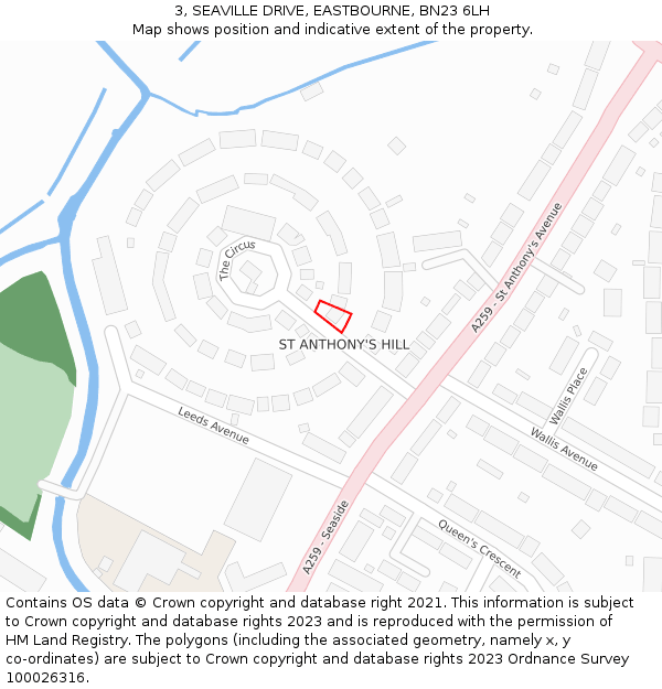 3, SEAVILLE DRIVE, EASTBOURNE, BN23 6LH: Location map and indicative extent of plot