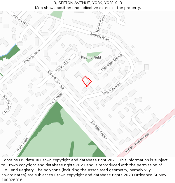 3, SEFTON AVENUE, YORK, YO31 9LR: Location map and indicative extent of plot