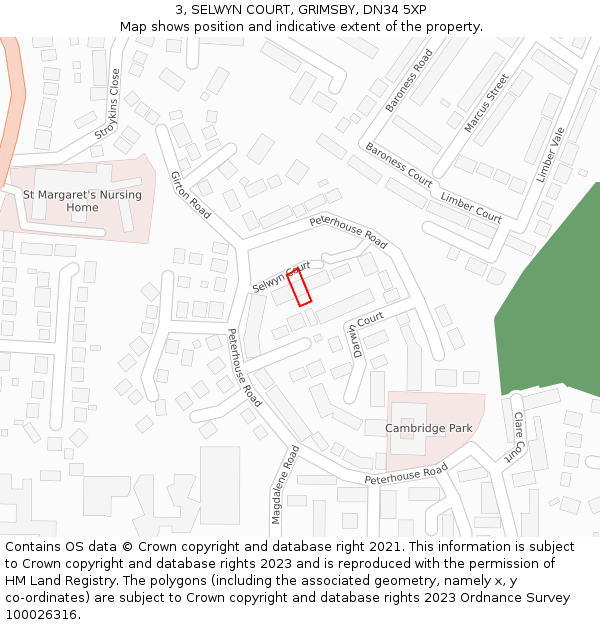 3, SELWYN COURT, GRIMSBY, DN34 5XP: Location map and indicative extent of plot