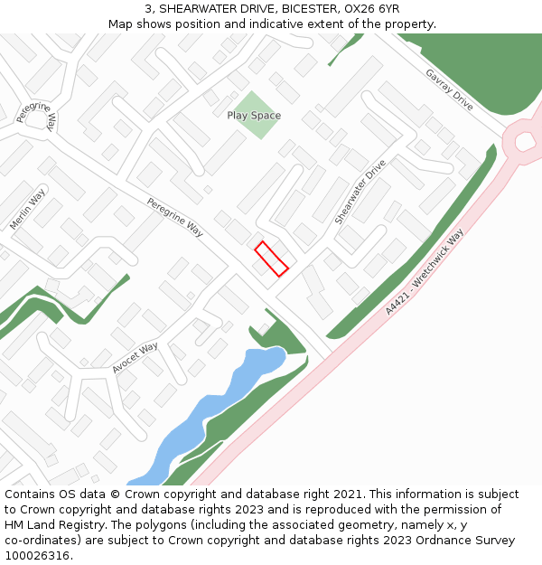 3, SHEARWATER DRIVE, BICESTER, OX26 6YR: Location map and indicative extent of plot