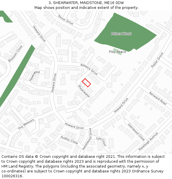3, SHEARWATER, MAIDSTONE, ME16 0DW: Location map and indicative extent of plot