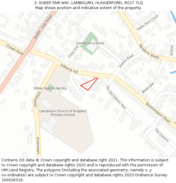 3, SHEEP FAIR WAY, LAMBOURN, HUNGERFORD, RG17 7LQ: Location map and indicative extent of plot
