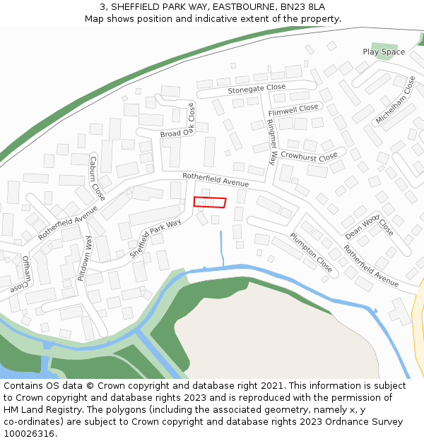 3, SHEFFIELD PARK WAY, EASTBOURNE, BN23 8LA: Location map and indicative extent of plot