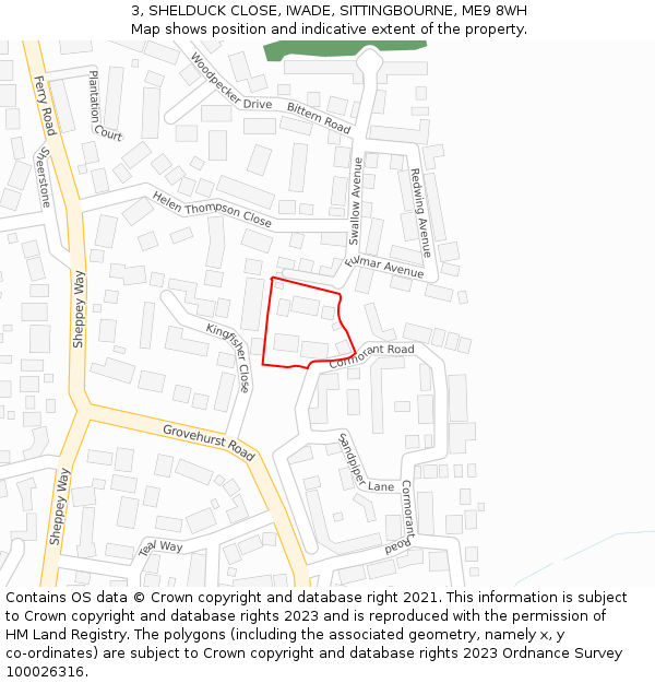 3, SHELDUCK CLOSE, IWADE, SITTINGBOURNE, ME9 8WH: Location map and indicative extent of plot