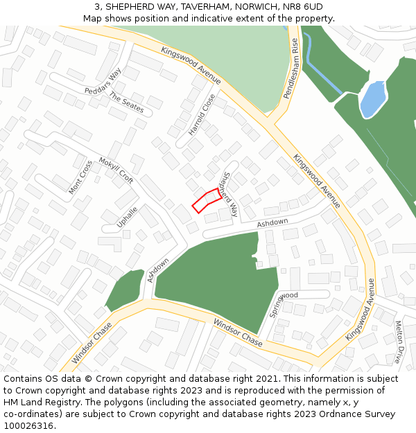 3, SHEPHERD WAY, TAVERHAM, NORWICH, NR8 6UD: Location map and indicative extent of plot