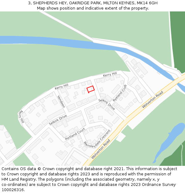 3, SHEPHERDS HEY, OAKRIDGE PARK, MILTON KEYNES, MK14 6GH: Location map and indicative extent of plot