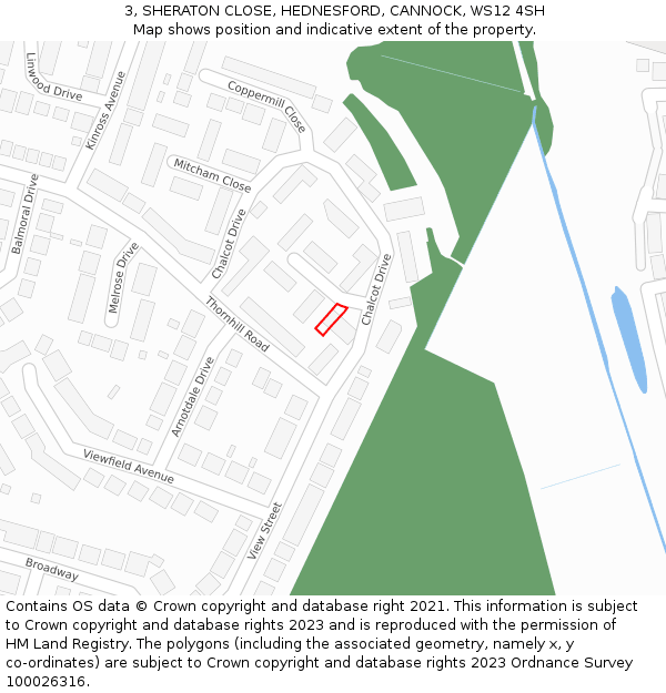 3, SHERATON CLOSE, HEDNESFORD, CANNOCK, WS12 4SH: Location map and indicative extent of plot