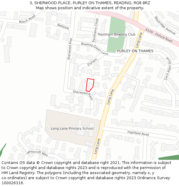 3, SHERWOOD PLACE, PURLEY ON THAMES, READING, RG8 8RZ: Location map and indicative extent of plot