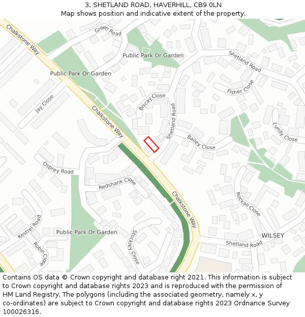 3, SHETLAND ROAD, HAVERHILL, CB9 0LN: Location map and indicative extent of plot