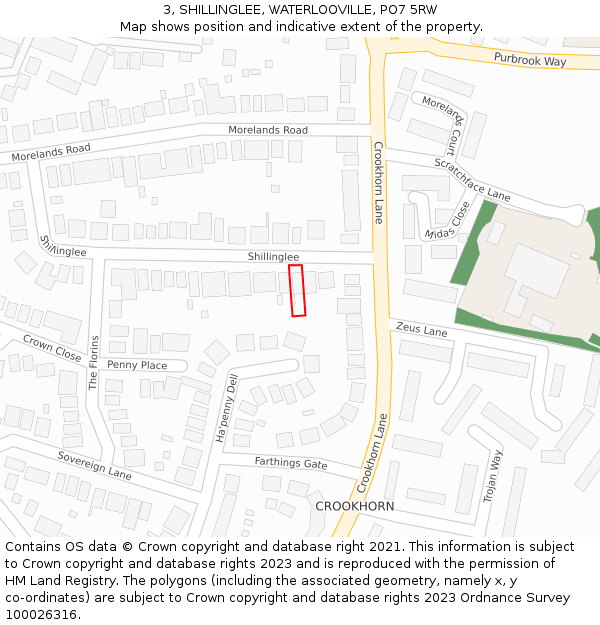 3, SHILLINGLEE, WATERLOOVILLE, PO7 5RW: Location map and indicative extent of plot