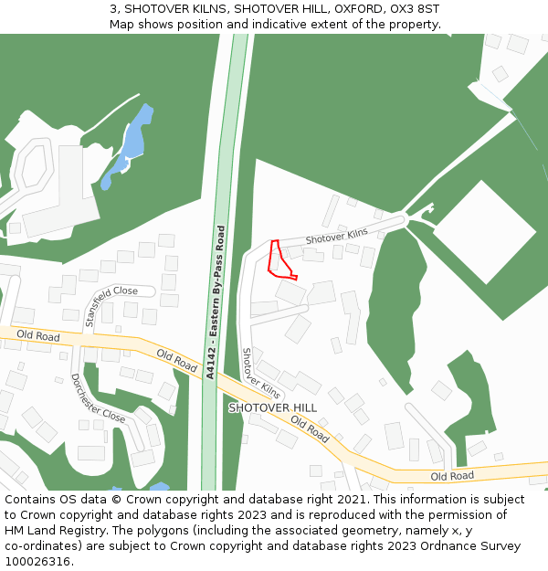 3, SHOTOVER KILNS, SHOTOVER HILL, OXFORD, OX3 8ST: Location map and indicative extent of plot