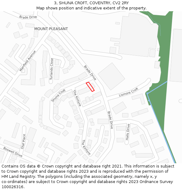 3, SHUNA CROFT, COVENTRY, CV2 2RY: Location map and indicative extent of plot