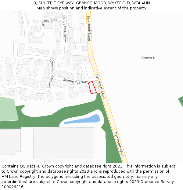 3, SHUTTLE EYE WAY, GRANGE MOOR, WAKEFIELD, WF4 4UN: Location map and indicative extent of plot