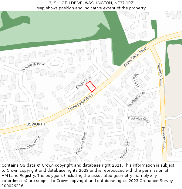3, SILLOTH DRIVE, WASHINGTON, NE37 1PZ: Location map and indicative extent of plot