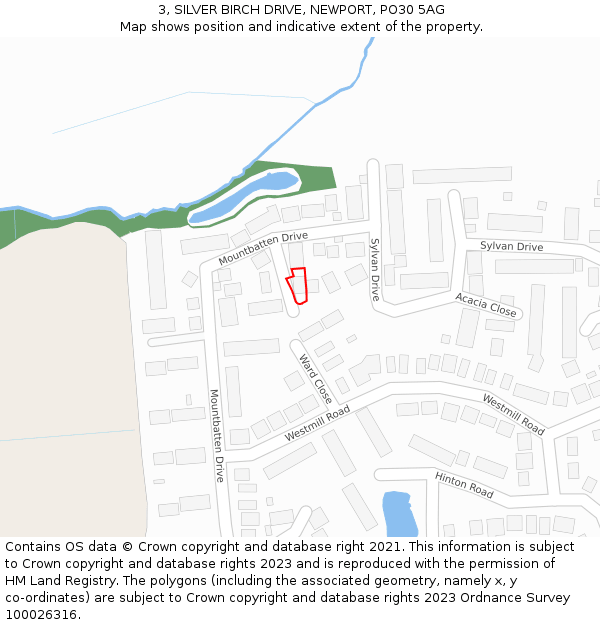 3, SILVER BIRCH DRIVE, NEWPORT, PO30 5AG: Location map and indicative extent of plot