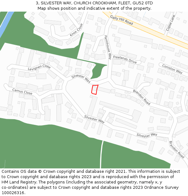 3, SILVESTER WAY, CHURCH CROOKHAM, FLEET, GU52 0TD: Location map and indicative extent of plot