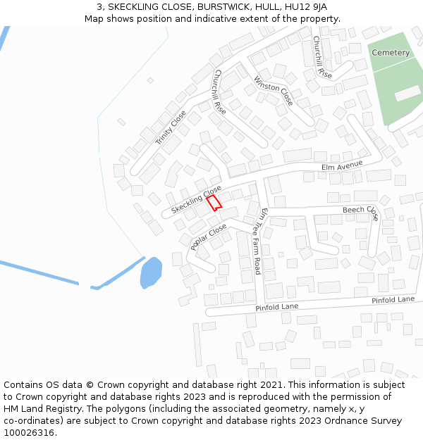 3, SKECKLING CLOSE, BURSTWICK, HULL, HU12 9JA: Location map and indicative extent of plot