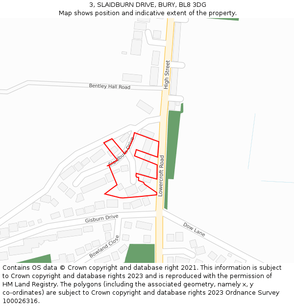 3, SLAIDBURN DRIVE, BURY, BL8 3DG: Location map and indicative extent of plot